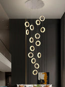 Axyaa Luxury Crystal Round LED Chandelier Gold Ceiling Lamp