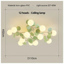 Axyaa Magic Beans Green Leaf Chandelier - Modern French Ceiling LED Hanging Lamp for Kids & Living Room