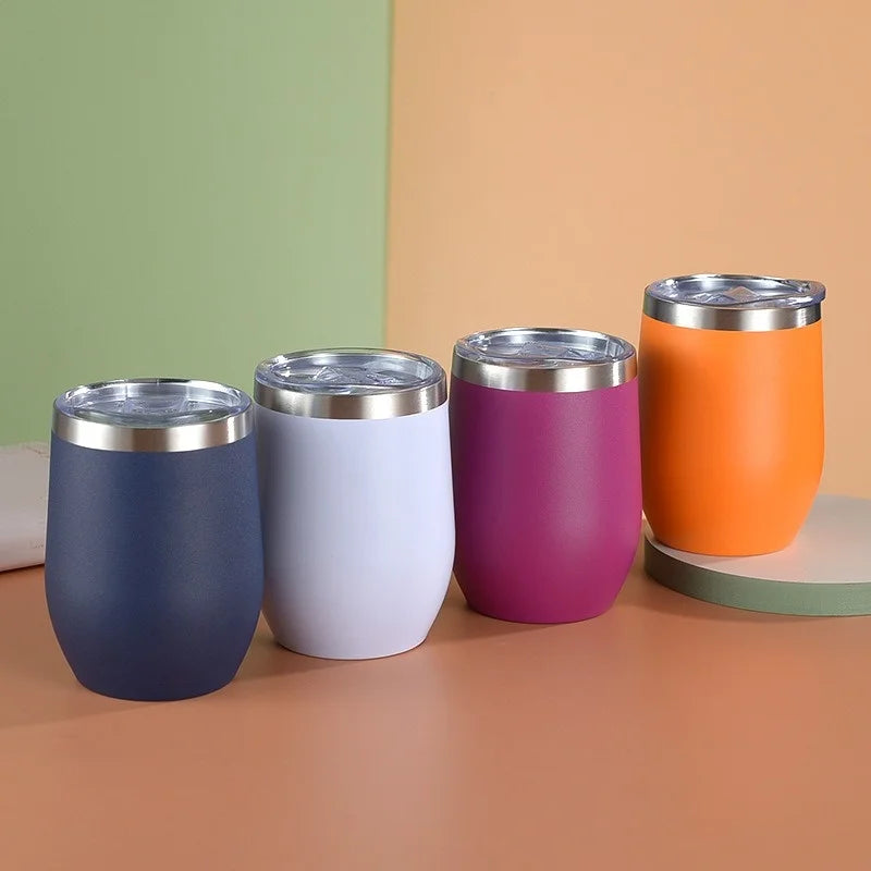 Axyaa Stainless Steel Thermos Bottle, 12oz Eggshell Cup for Travel, Office, School