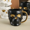 Axyaa Skull Ceramic Mug Gold Plated Large Capacity Breakfast Milk Wine Glass