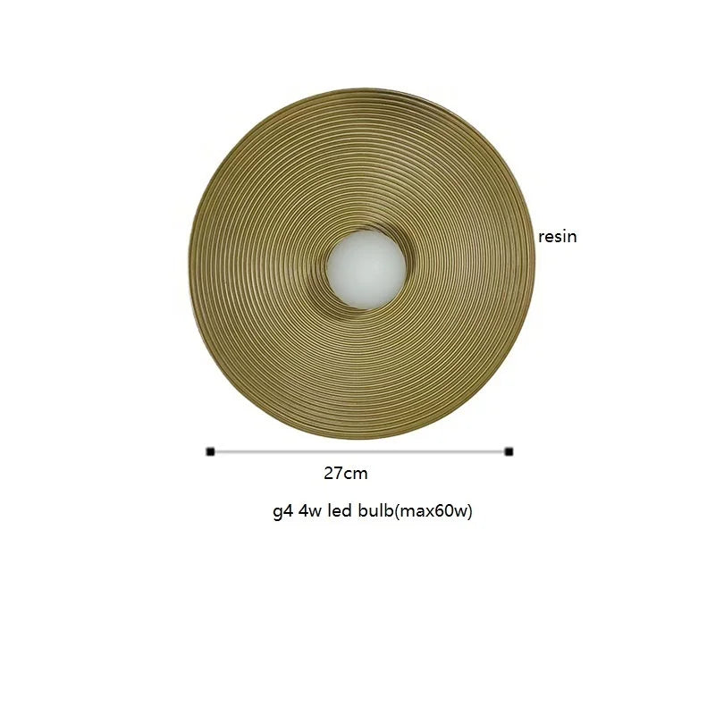 Axyaa Round Resin LED Wall Sconce Light Japanese Style Wandlamp