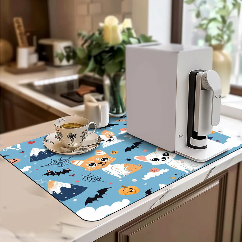 Axyaa Halloween Pumpkin Absorbent Anti-slip Drying Mat for Kitchen and Bathroom