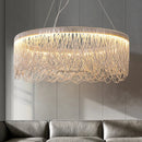 Axyaa Chrome Tassel Chandelier LED Lighting Pendant Lamp for Home Decor