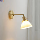 Axyaa Modern LED Glass Copper Wall Lights with Knob Switch for Bedroom & Living Room