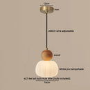 Axyaa Nordic LED Pendant Chandelier with Wood Lampshade for Bedroom and Dining Room