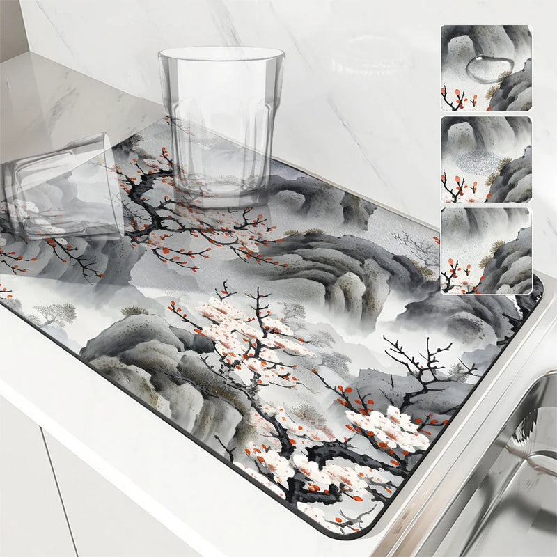 Meihua Scenery Large Kitchen Draining Mat by Axyaa