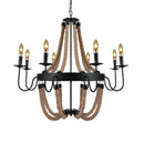 Axyaa Hemp Rope Ceiling Chandelier: Vintage Loft Pendant Lamp for Dining Room, Cafe, Living Room