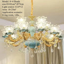 Luxury Crystal Blue Ceramic Chandelier for Living Room Ceiling by Axyaa