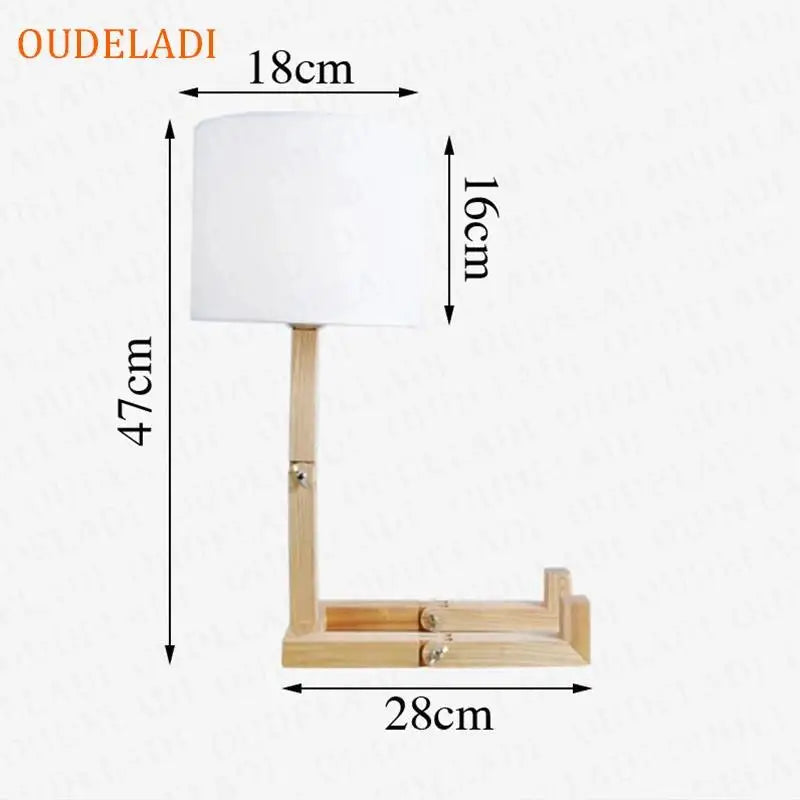 Axya Wooden Table Lamp with E14 Lamp Holder for Indoor Study Room