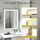 Axyaa LED Aluminum Frame Mirror: Large Wall Mount, Anti-Fog, Dimmable Front Light, 3 Colors