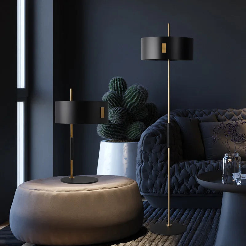 Axyaa Modern Black Metal Floor Lamp - LED Indoor Lighting for Study Room