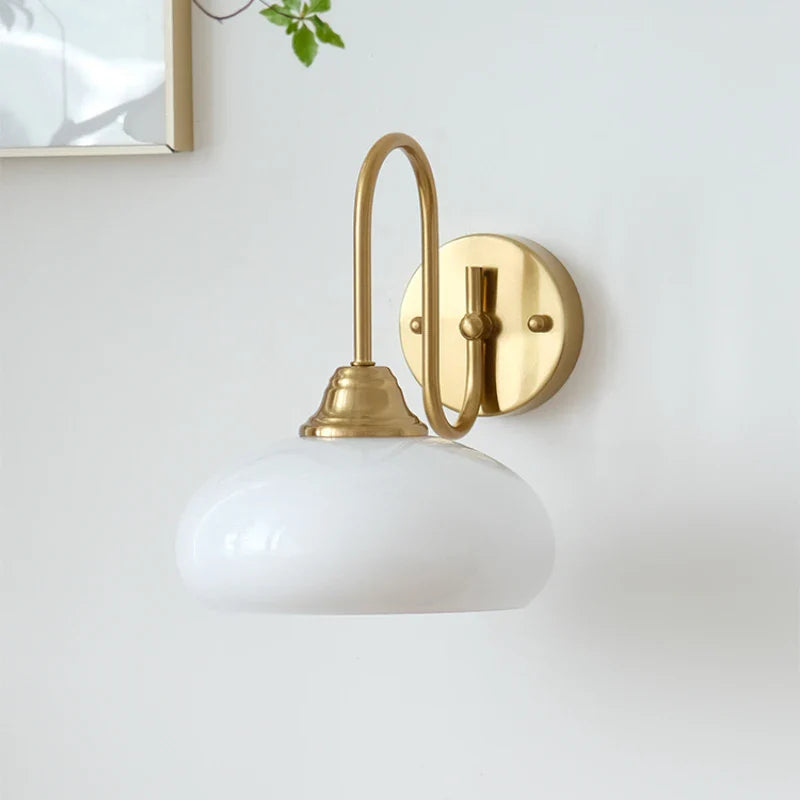 Axyaa French Cream Glass Wall Lamp - Medieval Bauhaus Style