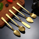 Axyaa Golden Stainless Steel Tableware Desserts Ice Cream Salad Spoon Set