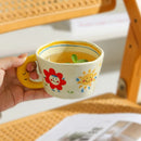 Axyaa Moon Handle Ceramic Mug: Hand-painted, Creative and Lovely Breakfast Cup for Gift