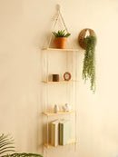 Axyaa 4 Layer Wooden Floating Wall Shelf Flower Pot Rack Boho Home Decor