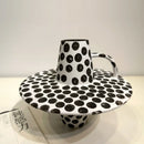 Axyaa Geometric Black White Dot Ceramic Vase: Handcrafted Abstraction Floral Arrangement Accessory