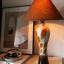Axyaa Retro Ceramic Table Lamps LED Fabric Lampshade Artistic Style for Home Office