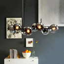 Axyaa Glass Ball Chandelier: Nordic Style Black Suspension Light for Living Room