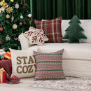 Axyaa Christmas Snowflakes Red Checked Tree Pillow Cover Home Decoration