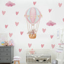 Pink Bunny Hot Air Balloon Wall Stickers by Axyaa: Removable Kids Nursery Decals