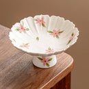 Axyaa Cherry Blossom Ceramic Fruit Plate: Elegant and Exquisite High Footed Design