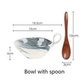 Axyaa Marble Pattern Ceramic Bowl with Handle, Set of 4