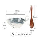 Axyaa Marble Pattern Ceramic Bowl with Handle, Set of 4