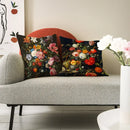 Axyaa Black Floral Print Cushion Cover - Nordic Style Retro Home Decor