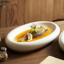 Axyaa Oval Ceramic Sushi Plate Serving Platter - Solid Color Tableware for Home Kitchen