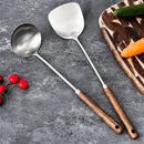 Axyaa Stainless Steel Wood Handle Turner Ladle Spatula Kitchen Utensils