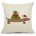 Axyaa Christmas Sausage Style Cushion Cover | Festive Dog Decorative Pillow Cover 45x45cm