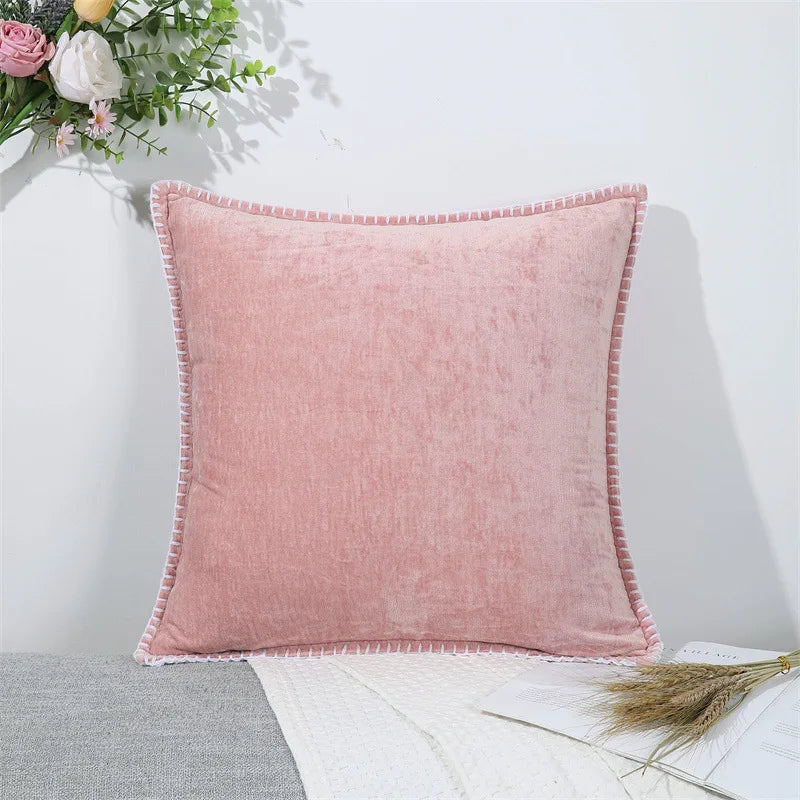 Luxurious Chenille Green Cushion Cover for Sofa Home Decor by Axyaa