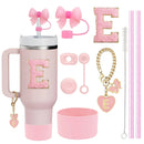Axyaa Stanley Cup Accessories Set with Straw, Brush, Flower Charm, Stopper, and Boot.