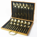 Axyaa 24-Piece Gold Stainless Steel Dinnerware Set - Gift Box, Dishwasher Safe