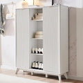 Axyaa Fluted Shoe Cabinet with 2 Flip Drawers, 48" Tall Narrow Organizer