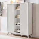 Axyaa Fluted Shoe Cabinet with 2 Flip Drawers, 48" Tall Narrow Organizer