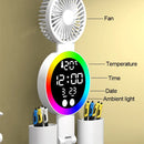 Axyaa Rechargeable Table Lamp with Fan, Clock Display, and LED Light