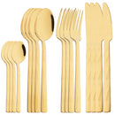 Axyaa 16-Piece Black Stainless Steel Cutlery Set for Western Dining