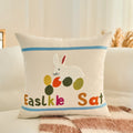 Axyaa Easter Bunny Cushion Cover - Cozy Embroidered Canvas Pillow for Living Room