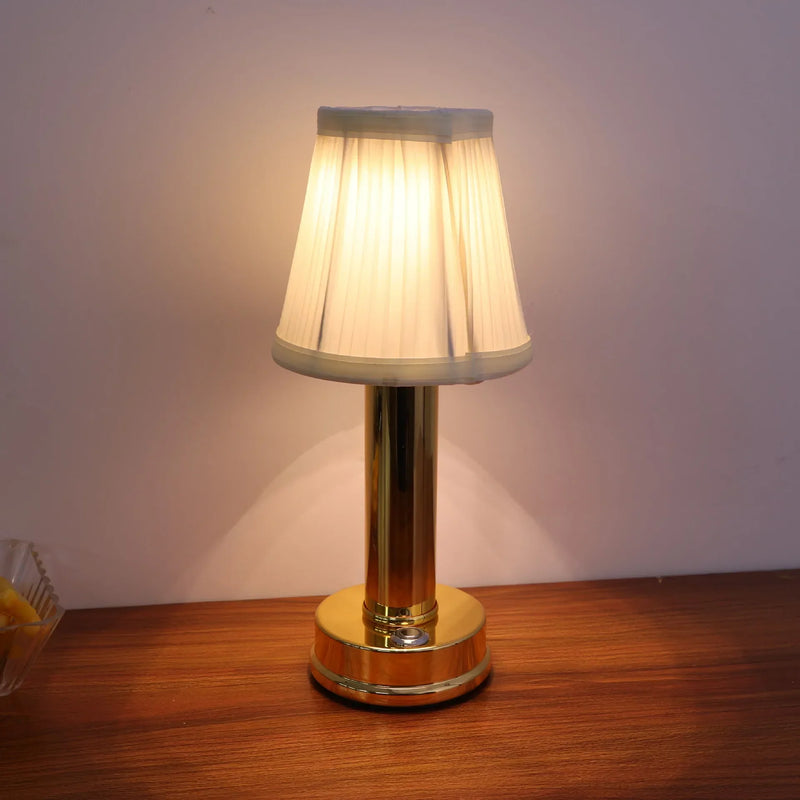 Axyaa Fabric Lampshade Rechargeable Reading Lamp: Hotel Bedside Study Room Decor Table Lamp