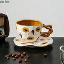 Axya Ceramic Mug & Plate Set with Unique Handle. Breakfast & Beverage Cups.