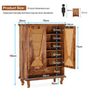Axyaa 5-Tier Rattan Shoe Cabinet, Ventilated Doors, 25-Pair Shoe Rack