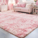 Axyaa Tie-Dye Pink Plush Carpet: Ultra Soft Fluffy Rug for Girl's Bedroom & Living Room
