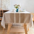 Axyaa Linen Cotton Waterproof Tablecloth for Dining Coffee Table Kitchen Room Decor