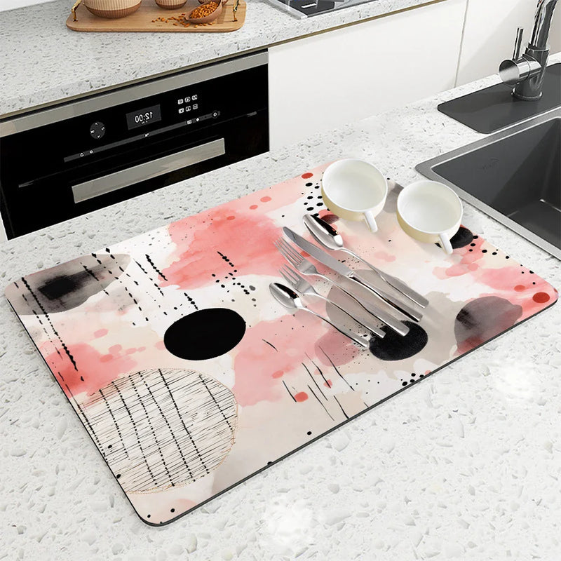Axyaa Polka-dot Block Kitchen Drying Mat