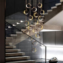 Axyaa Crystal Chandelier Stair Pendant Living Room Lighting Modern Interior Pendant Lights
