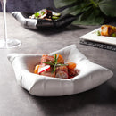 Axyaa White Hotel Square Plate, Ceramic Artistic Tableware, New Cold Dish Pillows.