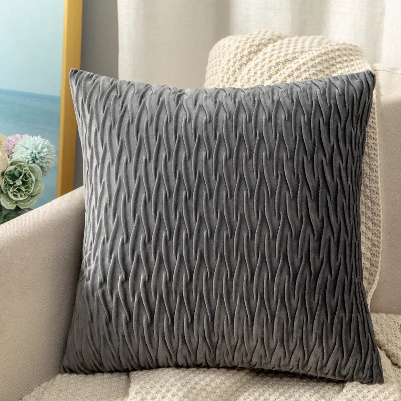 Axyaa 3D Geometric Velvet Pleated Cushion Cover for Home Decor