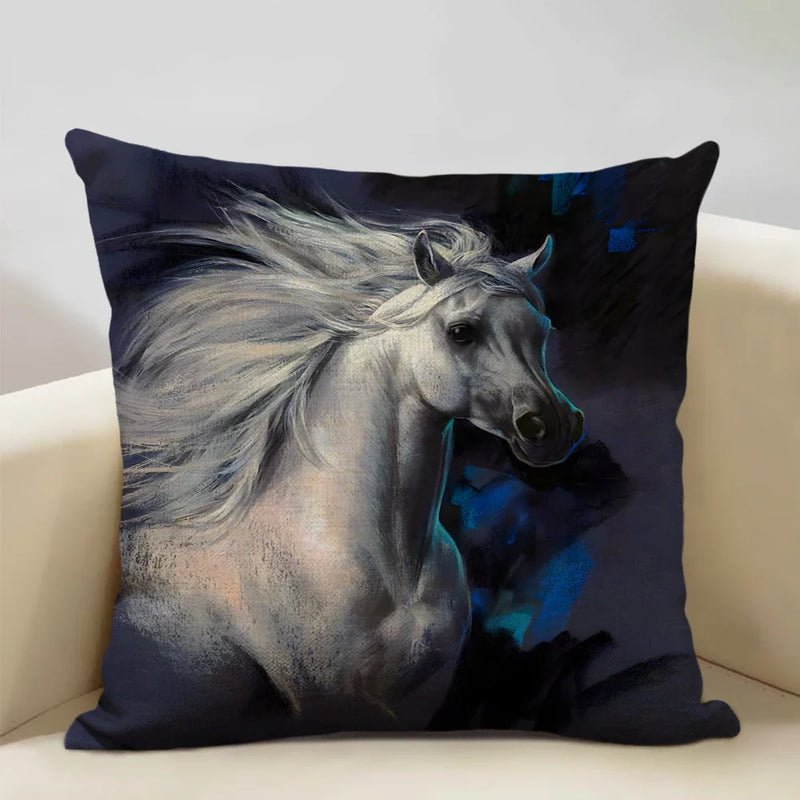 Luxury Axyaa Horse Cushion Cover 45x45cm Linen Pillow Case for Home Decor