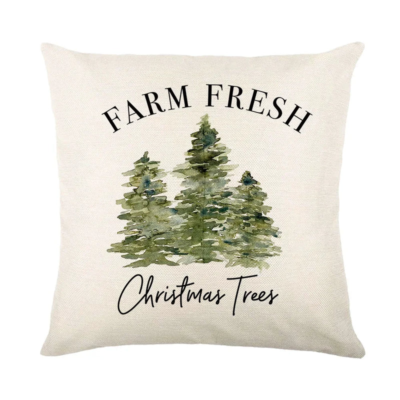 Christmas Decor Pillow Cover 18x18 in Linen Throw - Axyaa Home Decor